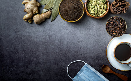 A top view of Indian seasonings and spices on a table