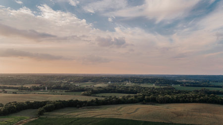 An aerial view of the Nebraska Kansas Field during sunset