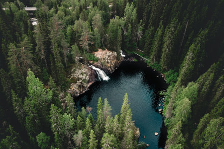The Komulankongas waterfall in Hyrynsalmi, Finlandの写真素材