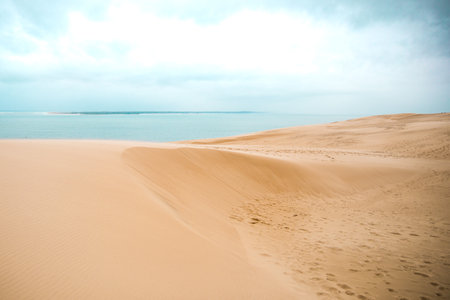 A beautiful view of white dunes of Pilat in Bordeaux, Franceの写真素材