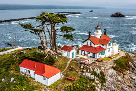 The Battery Point Lighthouse in Crescent City, California, United Statesの写真素材