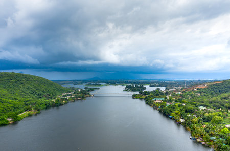 A beautiful shot of the Adomi Bridge in Ghanaの写真素材