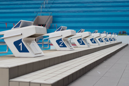 The diving platforms of an indoor swimming Pool