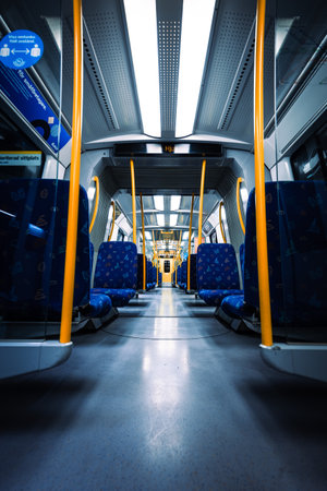A vertical shot of an inside of a train