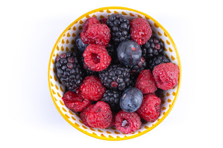 A top view of the sweet and healthy berries on a plate