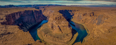 The famous Horseshoe Bend of the Colorado River in northern Arizona,の写真素材