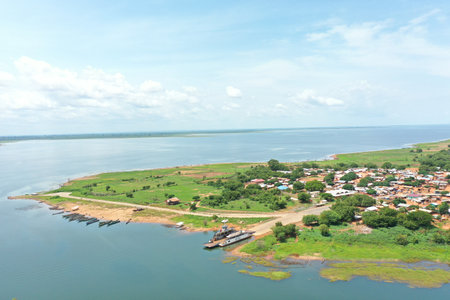 A beautiful shot of the river Dam in Ghana under the cloudy skiesの写真素材