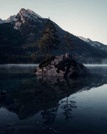 A beautiful shot of clear Hintersee lake and the Bavarian Alps in Germany