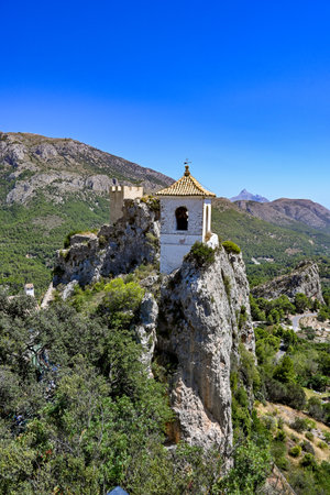 A vertical shot of Tower in Guadalest El Spainの写真素材