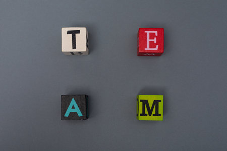 A concept of TEAM with cubes resembling the lettersの写真素材