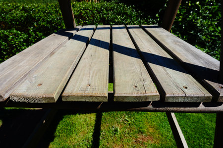 A close up of a wooden swing equipment in the Hortulus gardens.