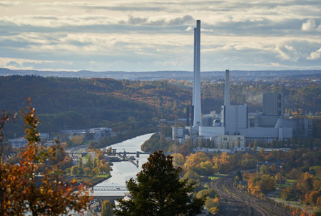 The Altbach Power Station coal-fired power plant in Altbach, Baden-Wurttemberg, Germany
