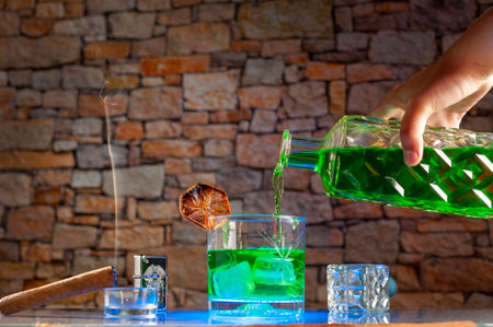 A closeup shot of green cocktail