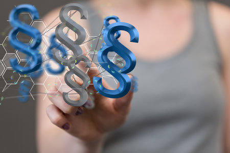 A 3D rendering illustration of a bunch of law paragraphsの写真素材