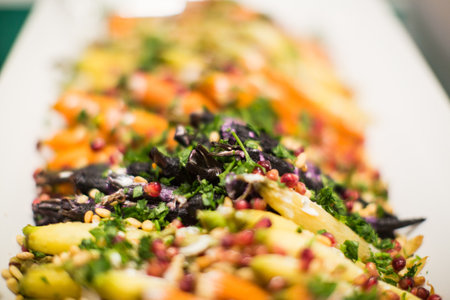 A closeup shot of a gourmet expensive vegetable dishの写真素材