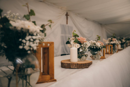 A closeup of decorations for a weddingの写真素材