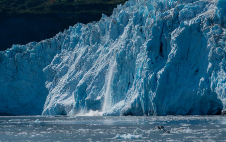 A chilling view of huge glaciers on a coast