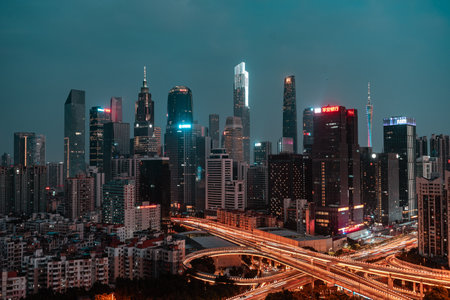 An evening view of the Guangzhou cityscape