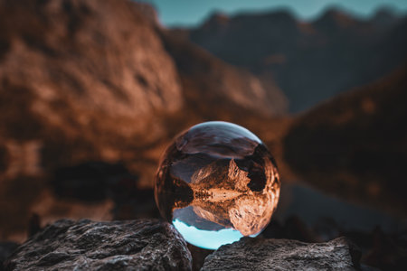 A stunning landscape shot of mountainsの写真素材