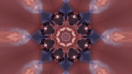 An illustration of a mandala with beautiful patterns on red backgroundの写真素材