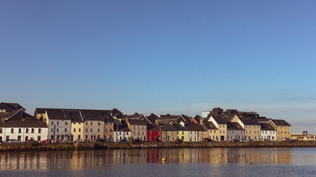 Colorful housing along the long Walk and the Spanish Arch in Galway Ireland