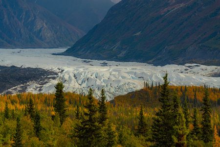 A natural view of the Matanuska Glacier in Alaska, USAの写真素材