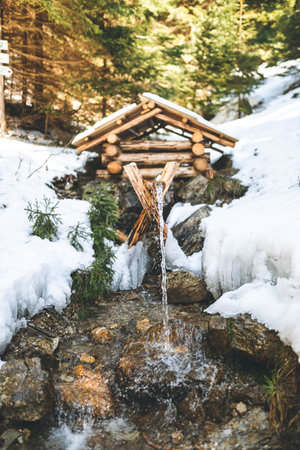 A closeup of a Water spring in Donovaly ski centerの写真素材