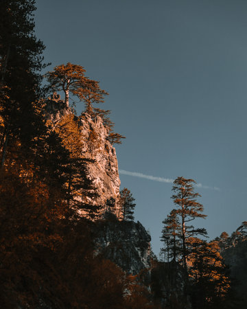 A beautiful shot of some cliffs during the day in autumnの写真素材