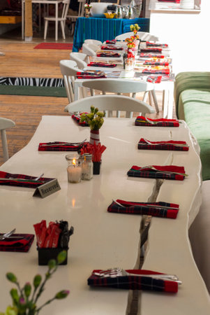 Table with adornment prior to party in Latin America, Guatemala.