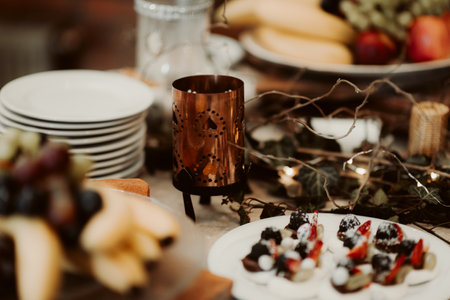 A closeup of wedding appetizersの写真素材