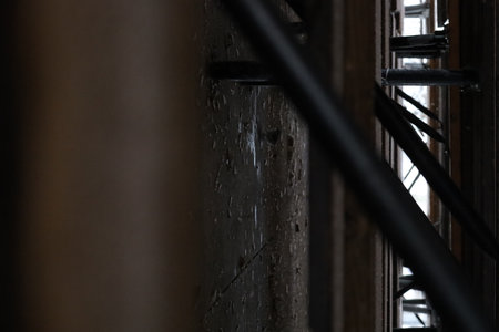 A vertical shot of metal constructions in an abandoned place