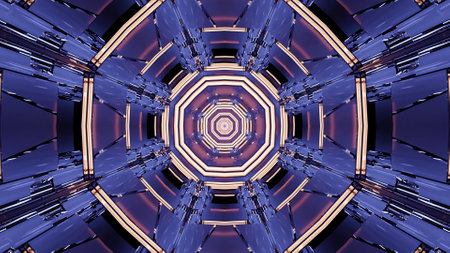 A 3D rendering of futuristic kaleidoscopic patterns backgroundの写真素材