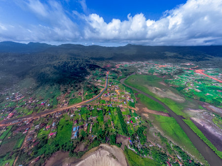 Panoramic view of River two beach, Sierra Leoの写真素材