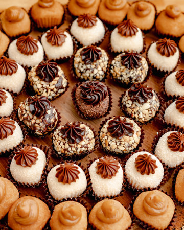 A vertical shot of delicious chocolate candies on a table