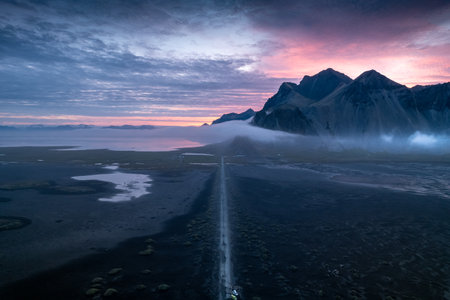 A stunning shot of coastal mountains at sunset