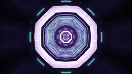 A 3D rendering of futuristic kaleidoscopic patterns backgroundの写真素材