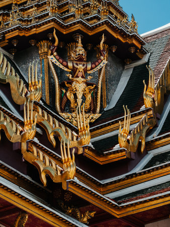 A closeup of the Grand Palace and Emerald Buddha Temple Complex in Bangkok, Thailand