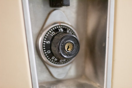 A closeup shot of a security safe lock