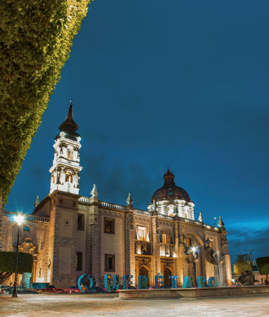 A beautiful shot of the catholic church in Santiago de Queretaro, Mexico
