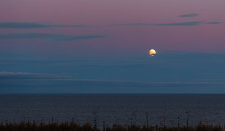 A beautiful view of the sun in the eveningの写真素材