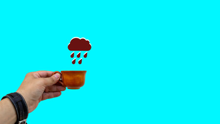 An Illustration of a cup being filled with a cloud of coffee
