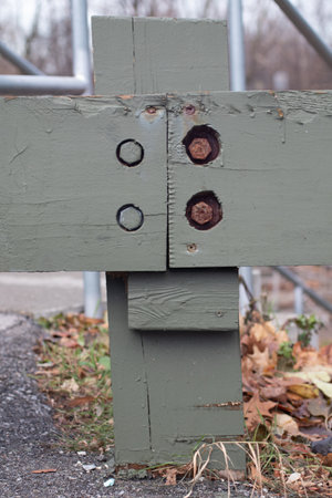 A closeup shot of the wooden fence
