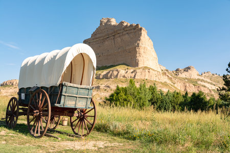 A historic horse carriage in Scotts Bluff National Monument, Nebraska, USA