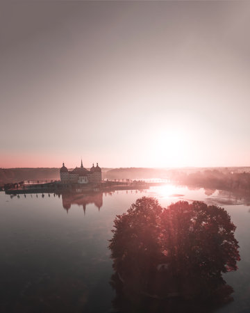 An aerial view of a building in Muskau park, Bad, Germany