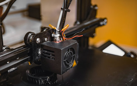 A closeup of a 3d printer in action