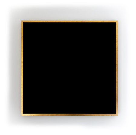 A black blank space with a wooden frame isolated on a white backgroundの写真素材