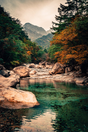 breathtaking shot of fall in Sepraksan National park in South Korea