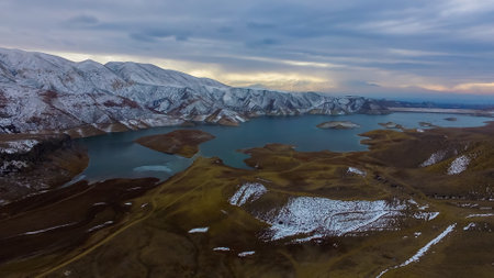 The Azat reservoir located in the Ararat region, Armeniaの写真素材