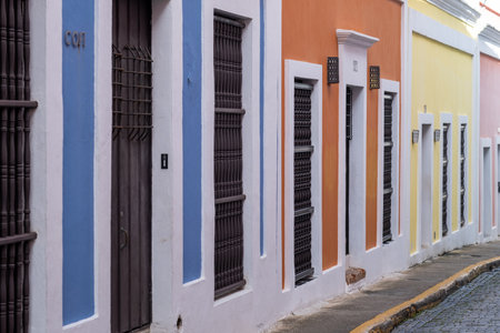 Colorful houses of Old San Juan (Spanish: Viejo San Juan), in Puerto Ricoの写真素材