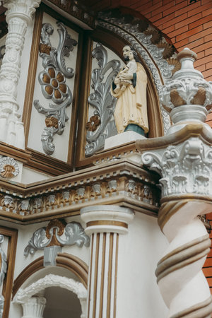 A closeup of Jesus statue in church
